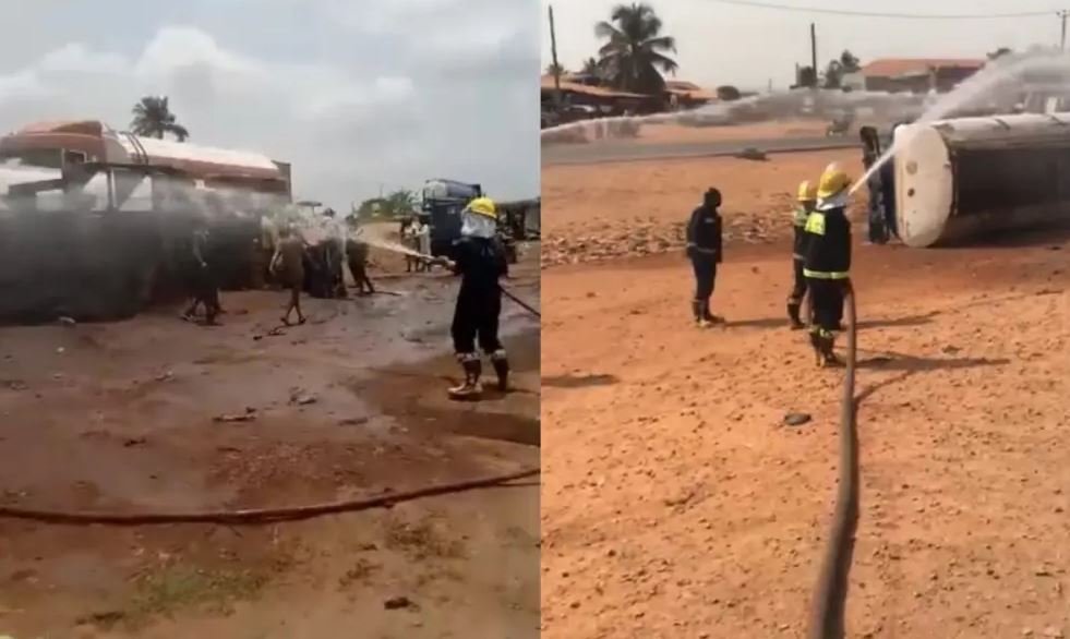 Petrol Tanker Carrying 45,000 Litres Of Pms Overturns In Oyo 1 67
